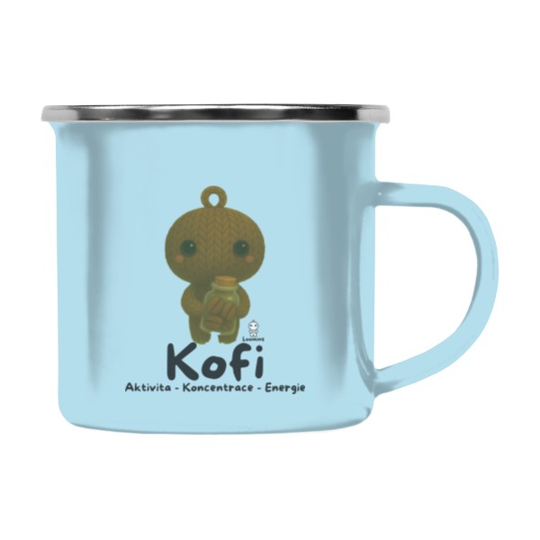 Barevný plecháček - nerezový lem s potiskem Loomins - Kofi - Káva