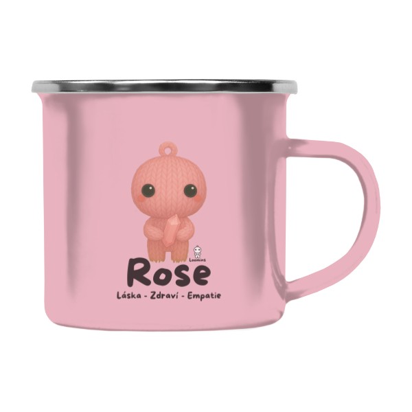 Barevný plecháček - nerezový lem s potiskem Loomins - Rose - Růženín